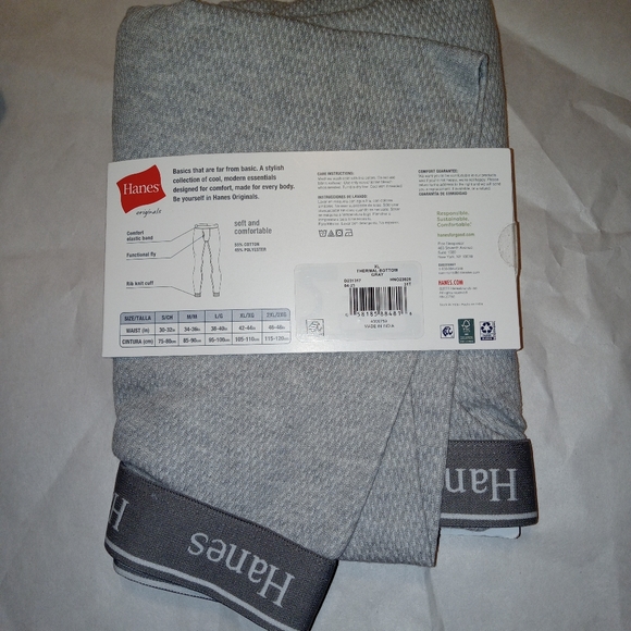 Men's Hanes Tagless Thermal Pant Underwear XL gray - Picture 2 of 2
